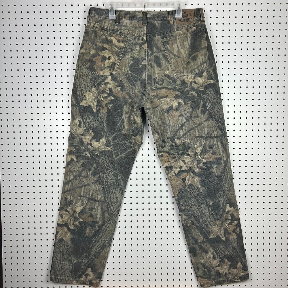 Wrangler Camo Double Knee Jean 36x34 Y2K Streetwear Skate Baggy Hunting 90s Worn